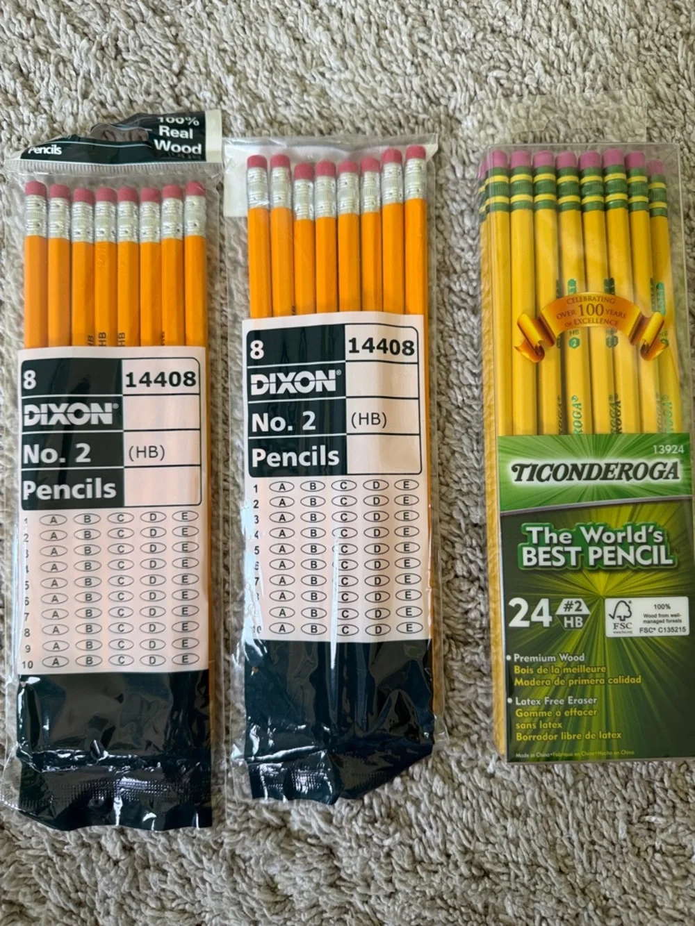 Dixon & Ticonderoga Yellow #2 Pencils - Pack of 24/8 (Assorted Packs)